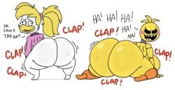 2025 2d 2d_(artwork) 2d_artwork 2girls a_chuck_e_cheese_christmas animatronic animatronic_female anthro ass ass_bigger_than_head avian beak big_ass big_butt bird bird_girl blonde-haired_female blonde_female blonde_hair blonde_hair_female chicken chicken_girl chuck_e_cheese_(franchise) clapping_ass clapping_buttocks clapping_cheeks crossover dialog dialogue digital_art digital_drawing_(artwork) digital_media_(artwork) duo fat_ass female five_nights_at_freddy's five_nights_at_freddy's_2 furry furry_female galliform gallus_(genus) helen_henny hoodie mascot pantsless phasianid ponytail robot robot_girl robot_joints scottgames sweater tagme theslashfive toy_chica_(fnaf) twerk twerking twerkoff white_feathers yellow_feathers