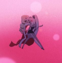 2girls angel angel_girl animated animated_gif canon_couple charlie_morningstar_(hazbin_hotel) dancing dress gif grey_body grey_skin hazbin_hotel hazbin_hotel_(season_2) humping lesbian_couple official_animation official_art spindlehorse_toons vaggie_(hazbin_hotel) vivienne_medrano vivziepop white_body women_only yuri