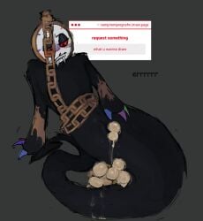 1boy blush clock cuntboy dandy's_world dyle_(dandy's_world) egg egg_laying fangs laying_egg male naga pregnant_male serpentine twisted_dyle_(dandy's_world) vampirempreg_(artist)