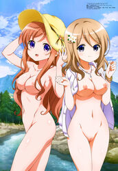 2girls female female_only gochuumon_wa_usagi_desu_ka? midori_aoyama mocha_hoto multiple_girls nipples nude photoshop pussy tsutsumitani_noriko uncensored