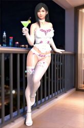 3d 3d_(artwork) 3d_model 3d_render asian asian_female balcony black_hair bridal_gauntlets bridal_lingerie choker corset drink earrings elbow_gloves final_fantasy final_fantasy_vii final_fantasy_vii_rebirth final_fantasy_vii_remake g-string garter_belt garter_straps high_heels highres hleet3d holding_object leaning_on_fence leaning_on_object lingerie lingerie_only long_hair night night_sky outside panties posing_for_the_viewer red_eyes stockings thighhighs thong tifa_lockhart wedding_gloves wedding_lingerie white_lingerie white_panties white_stockings