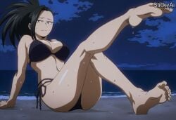 ai_generated anime_coloring black_hair boku_no_hero_academia female hair_up large_breasts mature_female momo_yaoyorozu my_hero_academia noumu_(boku_no_hero_academia) stickyai