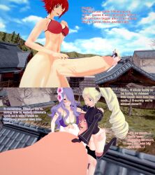 3d 4futas balls bikini blonde_hair camilla_(fire_emblem) cum cum_in_penis docking ejaculation elise_(fire_emblem) english_text female fire_emblem fire_emblem_fates futa_giantess futa_on_futa futa_only futanari giantess giantess_futa hinoka_(fire_emblem) huge_balls huge_cock intersex koikatsu nintendo penis pink_hair purple_hair red_hair sakura_(fire_emblem) size_difference swimsuit text urethral_insertion urethral_penetration xavierhuge
