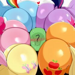 1boy ai_generated anon applejack_(mlp) ass ass_sandwich between_ass between_butts big_ass big_butt butt_sandwich buttcrush_sandwich cutie_mark earth_pony facesitting facesitting_sandwich female fluttershy_(mlp) friendship_is_magic head_between_ass head_between_butts heart kiwispinda long_tail male my_little_pony pegasus pinkie_pie_(mlp) pony rainbow_dash_(mlp) surrounded_by_ass surrounded_by_butts twilight_sparkle_(mlp) unicorn