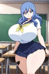 ai_generated blue_hair fairy_tail female huge_breasts juvia_lockser thick_thighs
