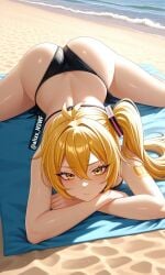 1girl ai_art ai_generated akita_neru alixx_nswf ass ass_focus beach big_breasts bikini blonde_hair breasts sexy vocaloid yellow_eyes yellow_hair