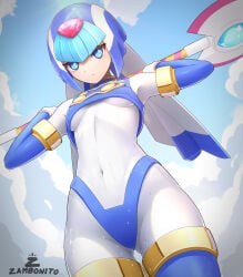 breasts clothed fairy_leviathan gluteal_fold mega_man mega_man_zero thick_thighs thighs underboob wet zambonito