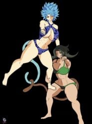 abs beachwear black_hair blue_hair bra cameltoe dragon_ball dragon_ball_super dragon_ball_z muscular original_character original_characters panties pussy_visible_through_clothes saiyan saiyan_female saiyan_tail tan_body tan_skin tanned thick_thighs