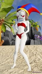 beach bikini_top jax_(the_amazing_digital_circus) pomni pomni_(the_amazing_digital_circus) tits