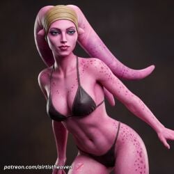 ai_generated airtist alien alien/human alien_girl alien_humanoid athletic bikini bikini_bottom bikini_top clone_wars close-up close_up closeup female female_only fit headtail high_resolution highres panties patreon pink_body star_wars suu_lawquane tagme tentacle thong twi'lek underwear