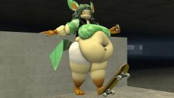 bbm big_breasts breasts busty_male cleavage eeveelution female furry huge_breasts kingofthekabuto leafeon male male_with_breasts overweight pokemon pokemon_(species) queenofthekabuto thick_thighs wide_hips