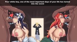 big_breasts blowjob byakugan caught_in_the_act cheating cheating_mother cheating_wife commissions_open cuckold cum_dripping_from_mouth cum_in_mouth cum_on_head dark-skinned_male dark_blue_hair dark_skin darkeug double_blowjob dripping_cum hand_on_another's_head hinata_hyuuga hyuuga_hinata kneeling kneeling_oral_position large_breasts large_penis light-skinned_female light_skin motherly_cuckold naruto naruto_(series) naruto_shippuden partially_clothed penis_bulge qos qos_tattoo queen_of_spades queen_of_spades_symbol raikage red_hair redhead self_upload semi_nude snowbunny sucking tagme tears throat_bulge uzumaki_hinata uzumaki_kushina uzumaki_naruto