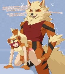 age_difference anthro arcanine cosplay daddy daddy_kink diaper diaper_fetish diaper_sex dominant_male dominant_male_submissive_female green_eyes growlithe human interspecies jenna_(wolvesatyourdoor) male/female onesie pokemon puppy puppyplay red_hair sex sex_from_behind yuniwolfsky