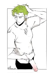 1boy bara bara_tiddies bara_tits barazoku beefy biceps big_dick_energy big_penis bigger_male casual_exposure casual_nudity dangling_penis defined_jawline earrings exhibitionism fat_cock flaccid flaccid_bigger frown frowning gay girthy_penis green_hair half-dressed half-erect half_naked half_nude hand_on_head handsome handsome_man hanging_penis haru_z4 huge_cock hunk japanese_male lifting_shirt long_penis looking_away male male_focus male_only manly masculine masculine_male messy_hair monochrome morning_erection muscles muscular muscular_male no_underwear normal_penis one_piece pecs pectoral_bulge pectorals penis penis_down penis_out pink_penis pirate pre-timeskip pubic_hair roronoa_zoro sketch solo solo_focus solo_male tall_male taller_male tough_guy wake_up waking_up yaoi