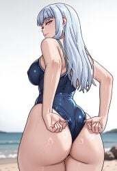 adjusting_swimsuit ai_generated ass ass_focus back_view beach campbell_mira covered_nipples hentai huge_ass looking_back medium_breasts oide_yo!_shiritsu_yarima_x_rigakuen one-piece_swimsuit outdoors school_swimsuit schoolgirl seductive_look swimsuit thick_thighs tight_swimsuit wet