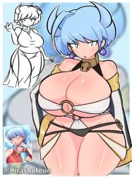 1female 1girls 2d 2d_(artwork) 2d_artwork art_trade artist_name big_breasts blue_hair breasts_bigger_than_head caughtpoe cleavage color deep_cleavage digital_drawing digital_drawing_(artwork) digital_media digital_media_(artwork) earrings female female_focus female_only front_view green_eyes hips hira.shotgun horns huge_breasts large_breasts light-skinned_female light_skin massive_breasts original_character shiny shiny_body shiny_breasts shiny_skin shiny_thighs short_hair solo solo_female solo_focus thick thick_hips thick_legs thick_thighs top_heavy twitter_username wide_hips