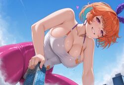 ai_generated bent_over building giantess hand_on_thigh hololive hololive_english takanashi_kiara takanashi_kiara_(fever_night) yoga_pants