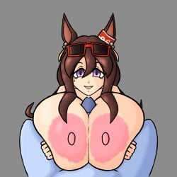 1female 1girls 2d 2d_(artwork) 2d_artwork areolae beauty_mark beauty_mark_under_eye big_areola big_breasts blue_penis breasts breasts_bigger_than_head breasts_out brunette brunette_female brunette_hair color digital_drawing digital_drawing_(artwork) digital_media digital_media_(artwork) female front_view gigantic_breasts horse horse_ears horse_girl huge_breasts large_breasts light-skinned_female light_skin looking_at_viewer massive_breasts paizuri penis penis_out penis_peek penis_tip point_of_view pov pressing_breasts_together purple_eyes r34dg3 seeking_the_pearl_(umamusume) simple_background sunglasses sunglasses_on_head titfuck titjob tits tits_bigger_than_head tits_out umamusume umamusume_pretty_derby