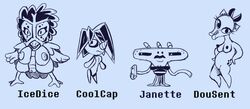 4girls breasts female female_only gyftrot ice_cap jerry_(undertale) mammal monochrome phone pussy rule_63 simple_background sketch snowdrake text thewill under(her)tail undertale undertale_fanfiction video_games