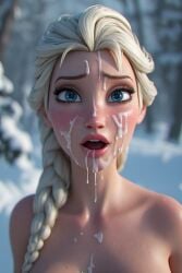 3d ai_generated cum_on_face disney elsa_(frozen) frozen_(film)