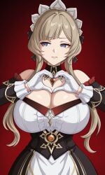 1girls ai_generated big_boobs big_breasts blue_eyes curvy curvy_body curvy_female curvy_figure genshin_impact heart heart_symbol hoyoverse huge_breasts kyoru189 large_breasts light-skinned_female light_skin mature_female mihoyo sandrone_(genshin_impact) shiny shiny_skin solo solo_female