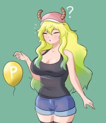 confused dragon_girl green_hair inflation lucoa p-balloon sequence