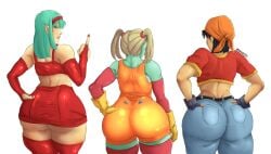 3girls aged_up ass back_view big_ass bra_(dragon_ball) dragon_ball dragon_ball_daima dragon_ball_gt dragon_ball_z fat_ass female female_only huge_ass pan_(dragon_ball) panzy_(dragon_ball_daima) rikkatzu