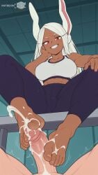 ai_assisted ai_generated barefoot big_breasts boku_no_hero_academia breasts bunny_ears crop_top cum cum_on_feet cumshot curvy curvy_body curvy_female dark-skinned_female dark_skin ejaculation excessive_cum feet foot_fetish foot_focus footjob gym gym_clothes huge_breasts large_breasts leggings legs legs_apart legs_spread long_hair male_pov mirko moonwool_branch my_hero_academia pov rabbit_ears rabbit_girl raised_tail red_eyes rumi_usagiyama seductive seductive_eyes seductive_look seductive_mouth seductive_pose seductive_smile sitting smile smiling sports_bra sportswear spread_legs tank_top thick_ass thick_thighs thighs toes uncensored usagiyama_rumi white_hair