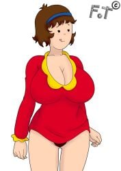 1girls 2d_(artwork) 2d_artwork artist_name artist_signature big_breasts blush breasts brown_hair caillou cleavage clothing digital_media_(artwork) doris_(caillou) female female_only fotec hairband huge_breasts human large_breasts milf mommy mother no_pants panties red_clothing short_hair simple_background smile solo tongue tongue_out underwear white_background wide_hips