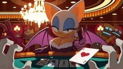 1girls big_breasts casino cleavage dress edit female furry furry_female official_art official_artwork_edit rouge_the_bat sega sonic_(series) sonic_the_hedgehog_(series) strapless_dress tan_skin