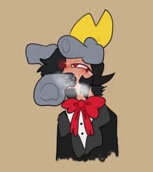 black_hair blowjob blush commander_peepers fellatio gay human_version red_eyes sunnypawsy trans_(lore) trans_man trans_man_(lore) wander_over_yonder