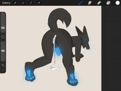 black_fur furry furry_male furry_only glowing_eyes glowing_genitalia glowing_penis leaking_anus leaking_cum male_only oc original_character