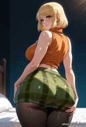 1girls ai_generated ashley_graham big_ass big_breasts blonde_hair blush curvy green_eyes light-skinned_female resident_evil resident_evil_4 short_hair solo sweat tagme thick_thighs voluptuous wide_hips yorai