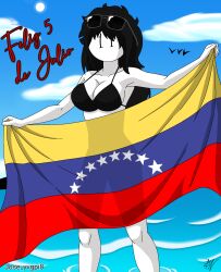 1girl beach bikini flag flag_bikini jose_yvgpi8 josefina_(oc)(jose_yvgpi8) josetolleres2 oc spanish spanish_text tagme venezuela venezuelan venezuelan_female