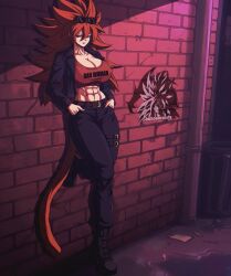 abs big_breasts boobs breasts clothed dragon_ball dragon_ball_super dragon_ball_z huge_breasts muscular nice_tits original_character punk punk_girl saiyan saiyan_female saiyan_tail sunglasses sunglasses_on_head tits titties