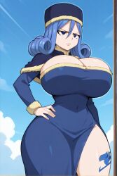 ai_generated blue_hair fairy_tail female huge_breasts juvia_lockser thick_thighs
