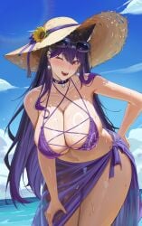 beach belly_button big_ass big_breasts bikini bikini_bottom bikini_top blushing cat_ears child_bearing_hips choker commission commission_art exposed_midriff flirting flirting_with_viewer furry_ears hat hourglass_figure hourglass_figured_female large_breasts leaning_forward long_hair midriff mini_bikini one_eye_closed pierced_belly_button posing posing_for_picture posing_for_the_viewer purple_eyes purple_hair rasipan see-through see-through_clothes see-through_clothing see-through_skirt skirt slim_waist sunglasses sunglasses_on_head swimsuit tagme thick_ass thick_thighs thigh_gap two_piece_swimsuit vtuber vtuberfanart vtubers wet wet_body wet_skin wide_hips wide_thighs