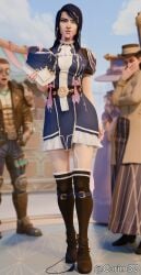 1girl 3d 3d_(artwork) arcane arcane_caitlyn belt belt_buckle blue_eyes blue_hair blue_panties boots caitlyn_kiramman carim3d clothed condom condom_belt condom_in_mouth condoms creampied crowd cum cum_filled_condoms cum_in_hair cum_on_body cum_on_clothes cum_on_clothing cum_running_down_leg cumwalk depth_of_field enforcer exhibitionism exhibitionist filled_condom hat in_public league_of_legends looking_at_viewer lots_of_cum panties pants_down piltover public public_indecency riot_games skirt vaginal_fluids voyeur voyeurism