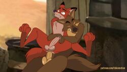 animated anthro balls bikomation brown_body brown_fur crossover duo erection fox furry gay gay_sex gif humanoid_penis male/male mr._wolf_(the_bad_guys) nick_wilde orange_body orange_fur paws penetration snout the_bad_guys wolf yaoi zootopia