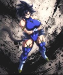 abs abs_visible_through_clothing arms_crossed arms_crossed_under_breasts big_tits big_titties cameltoe clothed dragon_ball dragon_ball_super dragon_ball_z muscular muscular_female muscular_thighs original_character pussy pussy_visible_through_clothes saiyan saiyan_female saiyan_tail tits