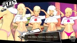 2024 bimbo bimbofication blonde_hair bloomers buruma cuckold curvaceous dark-skinned_female enemy_conversion gyaru gym_uniform kasumi_yoshizawa koikatsu large_ass large_breasts lordem makeup netorare persona persona_5 sadayo_kawakami sae_niijima shadow_kamoshida shiho_suzui suguru_kamoshida underboob yellow_eyes