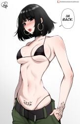 1girls almualim bikini_top black_hair breasts female goth hi_res large_breasts light-skinned_female light_skin original original_character pale-skinned_female pale_skin short_hair tattoo yuna_(almualim)