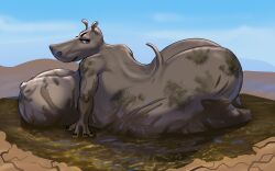 absurd_res anthro ass belly breasts common_hippopotamus dirty dreamworks farodor female gloria_the_hippopotamus hi_res hippopotamid hyper inflation madagascar_(series) mammal mud pinup pose puddle solo transformation