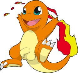 1boy charmander fire foreskin long_foreskin male male_only nintendo penis pokémon_(species) pokemon scalie smile solo testicles uncut video_games wild_eevee