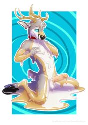 1boy anthro antlers cervine collar deer goo gooey hooves horn hypnosis jaiy male male_only mammal melting mind_control penis solo thewhitefalcon