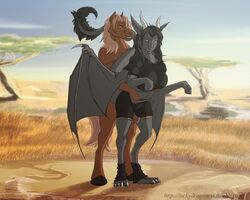 dragon equine female fur hair horse interspecies male mammal nenyryn seductive wings zafara_(artist)