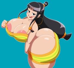 areola areola_slip areolae areolae_slip ass_cleavage big_ass big_breasts big_butt black_eyes black_hair blush blushing_at_viewer butt_crack capcom eyes_half_open full_color full_colour gyakuten_saiban hair_accessory hair_ornament hi_res high_resolution highres huge_ass huge_butt large_ass large_breasts large_butt maya_fey mechspazer outline seducing seducing_viewer seductive seductive_look simple_background smug smug_expression smug_face smug_smile soft_shading solo_female swimsuit swimsuit_pull tagme top-down_view top_down_view voluptuous voluptuous_female