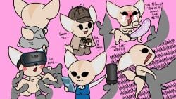 absurd_res aggressive_retsuko aggretsuko anal anal_sex anthro ass blush blush_lines bodily_fluids breasts canid canine clothing crying_laughing detective detective_hat dialogue dominant dominant_female electronics english_text female fennec_fox fenneko fox genitals gesture hand_gesture handjob hi_res hoodie humiliation jones_boi laugh male male/female male_penetrated mammal object_in_ass office_clothing office_lady pegging penetrable_sex_toy penetration penile penis_humiliation phone pink_background pointing pointing_at_another pussy sanrio sex sex_toy sex_toy_in_ass sex_toy_insertion sex_toy_penetration short_stack simple_background small_penis_humiliation smoking_pipe strapon surrounded_by_penis tears text topwear toying_partner true_fox vr_headset