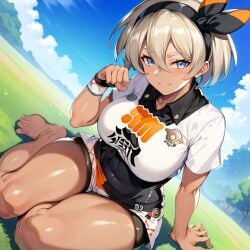 1girls ai_generated alternate_breast_size bea_(pokemon) big_breasts bostin breasts busty curvaceous curvy curvy_body curvy_female curvy_figure female huge_breasts large_breasts pokemon sweat sweating sweaty sweaty_body sweaty_breasts thick_thighs thighs venus_body voluptuous