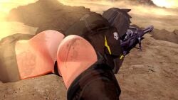 1girls 3d armor ass ass_focus dark-skinned_female dark_skin female female_focus female_only female_soldier helldivers helldivers_2 military military_uniform panties short_hair soldier tan_body tanned tomboy valiance wardrobe_malfunction